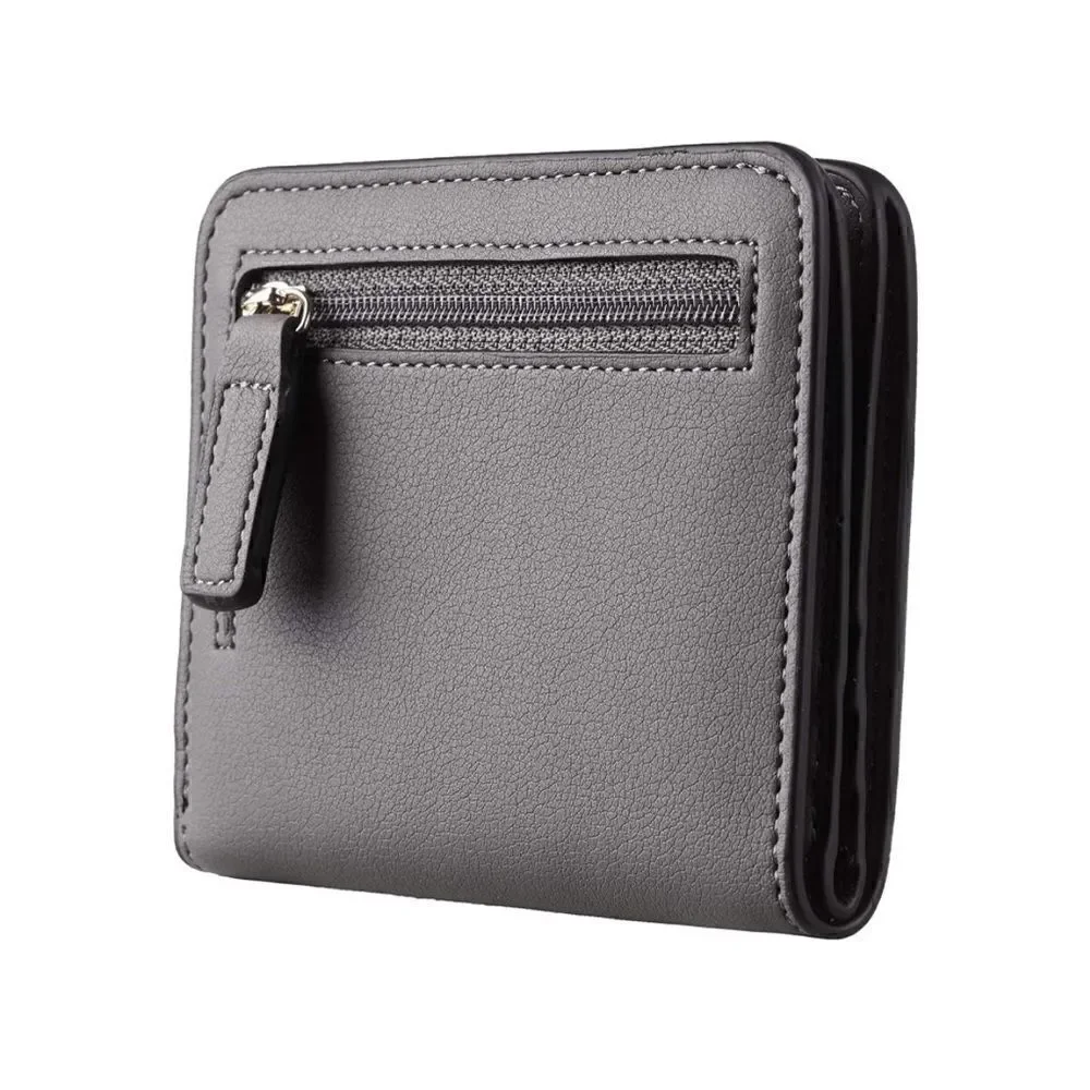 Gray Leather Compact Wallet